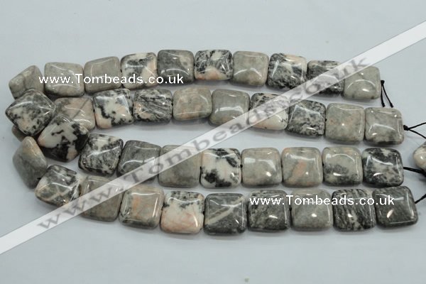 CZJ51 16 inches 20*20mm square zebra jasper gemstone beads wholesale