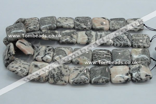 CZJ52 16 inches 25*25mm square zebra jasper gemstone beads wholesale