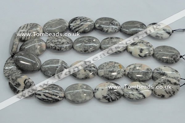 CZJ54 16 inches 22*30mm oval zebra jasper gemstone beads wholesale