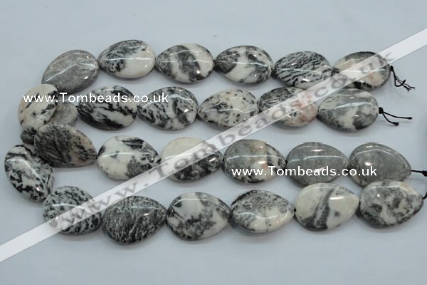 CZJ55 16 inches 22*30mm teardrop zebra jasper gemstone beads wholesale