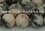 CZJ555 15.5 inches 14mm round pink zebra jasper beads wholesale