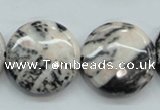 CZJ56 16 inches 25mm flat round zebra jasper gemstone beads wholesale