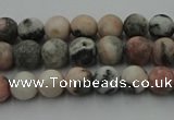 CZJ560 15.5 inches 4mm round matte pink zebra jasper beads