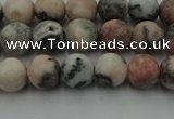 CZJ561 15.5 inches 6mm round matte pink zebra jasper beads