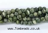 CZJ582 15.5 inches 8mm faceted round green zebra jasper gemstone beads