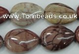 CZJ82 16 inches 18*25mm flat teardrop red zebra jasper beads wholesale