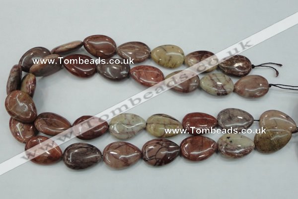 CZJ82 16 inches 18*25mm flat teardrop red zebra jasper beads wholesale