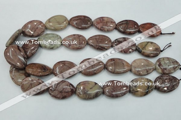 CZJ83 16 inches 22*30mm flat teardrop red zebra jasper beads wholesale