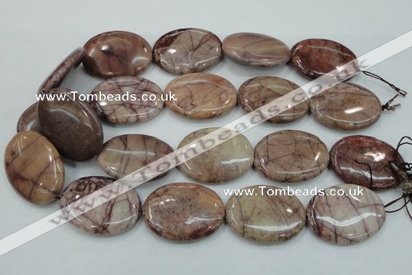 CZJ85 16 inches 30*40mm oval red zebra jasper beads wholesale