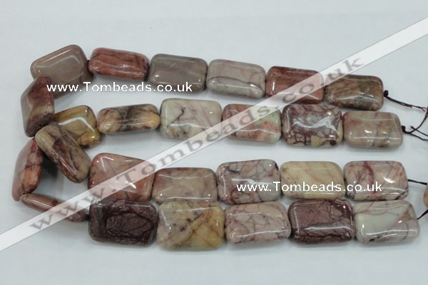 CZJ87 16 inches 22*30mm rectangle red zebra jasper beads wholesale