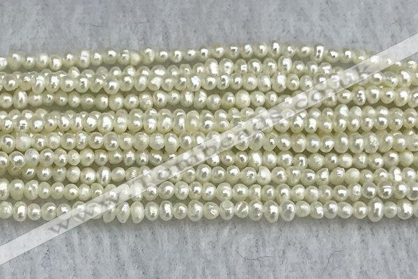 FWP01 14.5 inches 1.5mm - 1.8mm potato white freshwater pearl strands