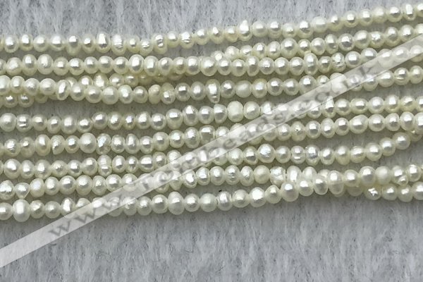 FWP03 14.5 inches 1.8mm - 2mm potato white freshwater pearl strands