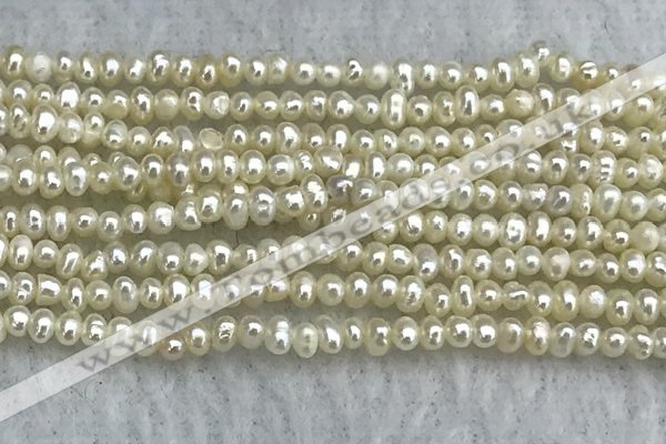 FWP04 14.5 inches 1.8mm - 2.1mm potato white freshwater pearl strands