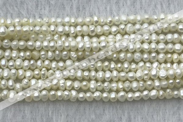 FWP07 14.5 inches 2mm - 3mm potato white freshwater pearl strands