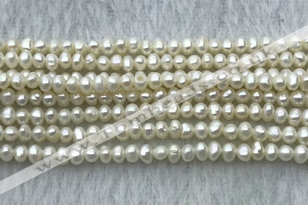 FWP09 14.5 inches 2.5mm - 3mm potato white freshwater pearl strands