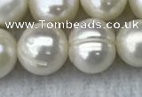 FWP100 15 inches 9mm - 10mm potato white freshwater pearl strands