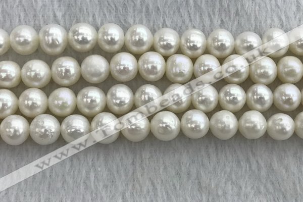 FWP102 15 inches 9mm - 10mm potato white freshwater pearl strands