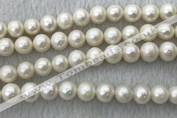 FWP105 15 inches 9mm - 10mm potato white freshwater pearl strands