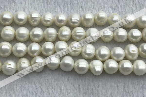 FWP112 15 inches 10mm - 11mm potato white freshwater pearl strands