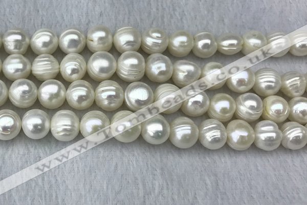 FWP123 15 inches 11mm - 12mm potato white freshwater pearl strands