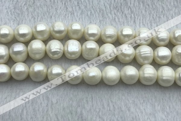 FWP124 15 inches 11mm - 12mm potato white freshwater pearl strands