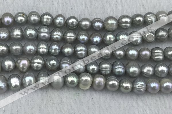 FWP138 15 inches 6mm - 7mm potato grey freshwater pearl strands