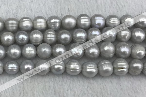 FWP140 15 inches 10mm - 11mm potato grey freshwater pearl strands