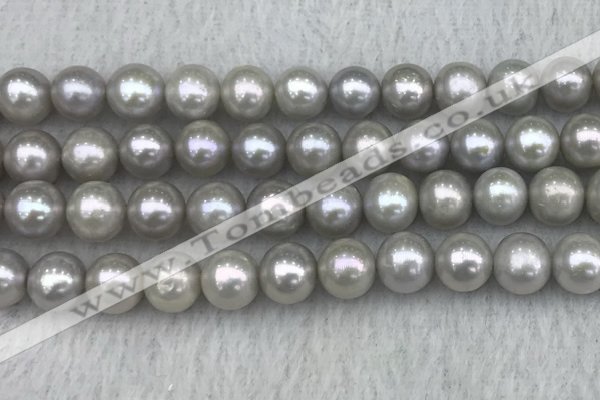 FWP143 15 inches 8mm - 9mm potato grey freshwater pearl strands