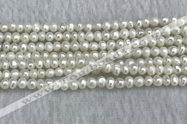 FWP16 14.5 inches 3.2mm - 3.7mm potato white freshwater pearl strands