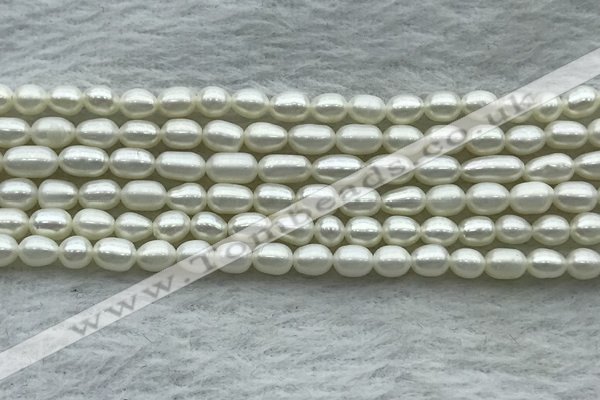 FWP161 14.5 inches 3.5mm - 4mm rice white freshwater pearl strands