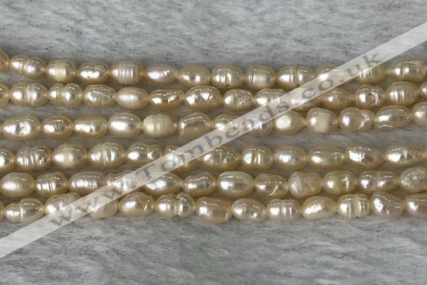 FWP166 14.5 inches 4.5mm rice pink freshwater pearl strands