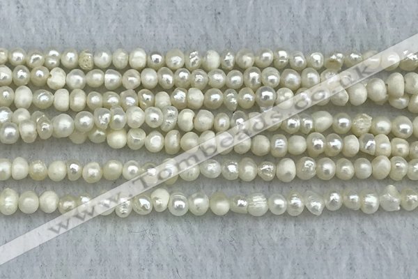 FWP18 14.5 inches 3mm - 4mm potato white freshwater pearl strands