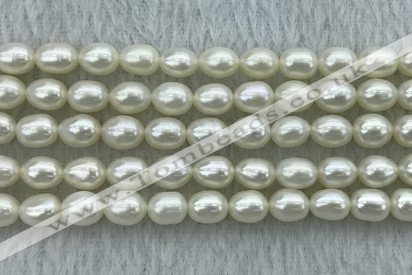 FWP181 15 inches 6mm - 7mm rice white freshwater pearl strands