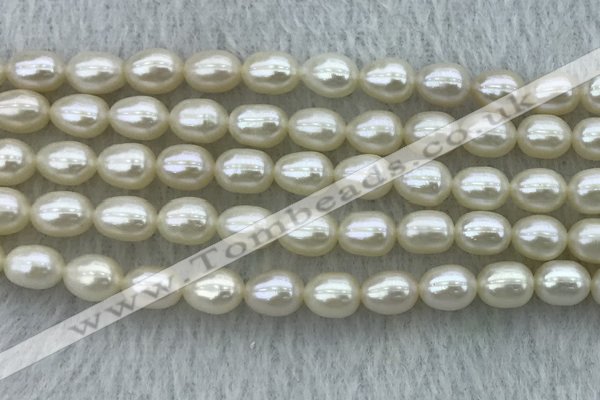 FWP182 15 inches 6mm - 7mm rice white freshwater pearl strands