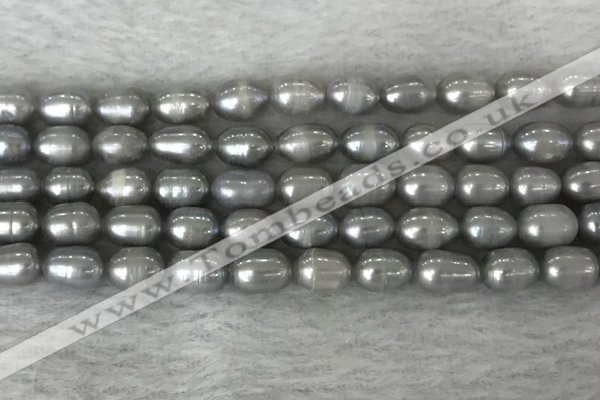 FWP186 15 inches 6mm - 7mm rice grey freshwater pearl strands