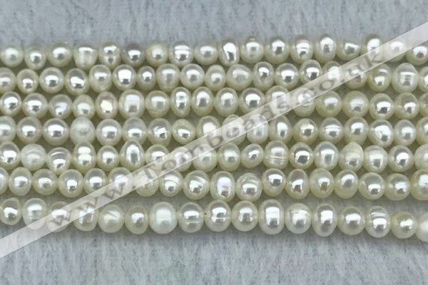 FWP19 14.5 inches 3mm - 4mm potato white freshwater pearl strands