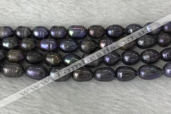 FWP191 15 inches 7mm - 8mm rice black freshwater pearl strands