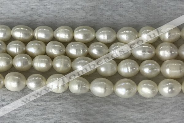 FWP200 15 inches 8mm - 9mm rice white freshwater pearl strands