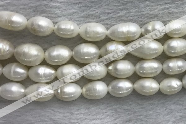 FWP205 15 inches 10mm - 11mm rice white freshwater pearl strands