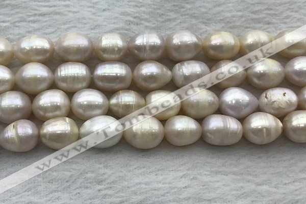 FWP206 15 inches 10mm - 11mm rice white freshwater pearl strands