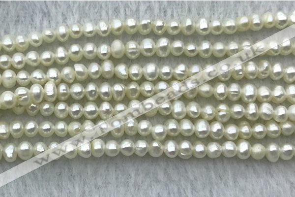 FWP21 14.5 inches 3mm - 3.5mm potato white freshwater pearl strands