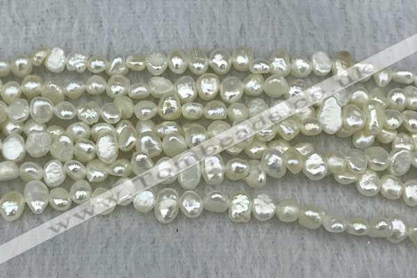 FWP230 14.5 inches 3mm - 4mm baroque white freshwater pearl strands