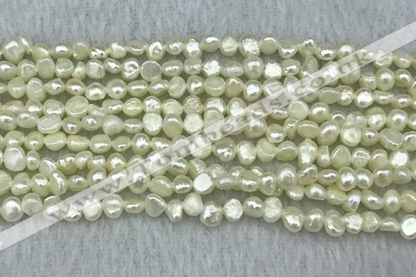 FWP231 14.5 inches 3mm - 4mm baroque white freshwater pearl strands