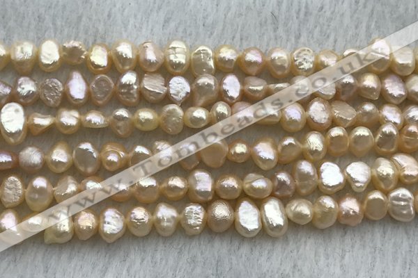 FWP235 14.5 inches 4mm - 5mm baroque pink freshwater pearl strands