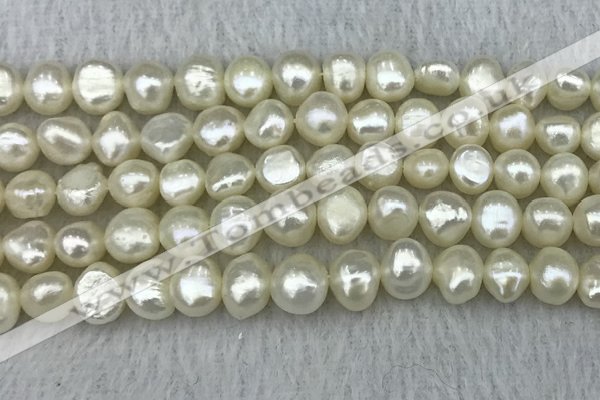 FWP245 15 inches 8mm - 9mm baroque white freshwater pearl strands