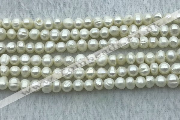 FWP25 14.5 inches 4mm - 4.5mm potato white freshwater pearl strands