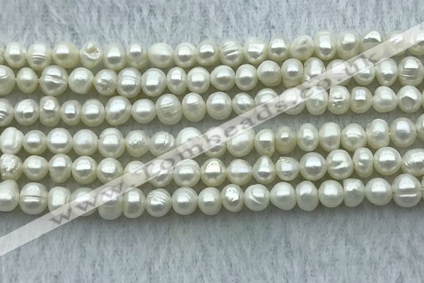 FWP25 14.5 inches 4mm - 4.5mm potato white freshwater pearl strands