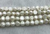 FWP250 15 inches 9mm - 10mm baroque white freshwater pearl strands