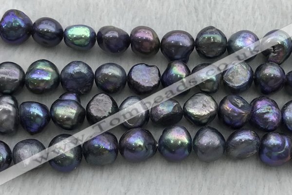 FWP257 15 inches 11mm - 12mm baroque black freshwater pearl strands