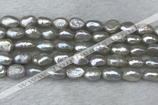 FWP281 15 inches 7mm - 8mm baroque grey freshwater pearl strands